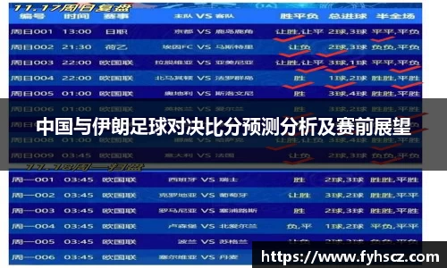 中国与伊朗足球对决比分预测分析及赛前展望